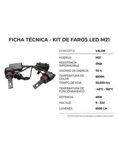 Kit de Focos LED H11/H8/H9 delanteros 6500LM...