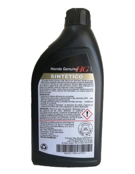 Aceite Sintético Honda Civic Hrv Crv Accord City Origin